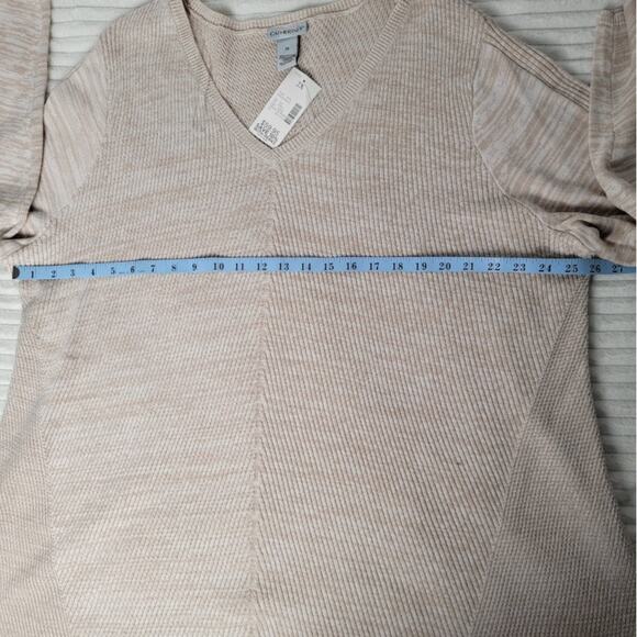 NWT Catherines Beige V-Neck Knit Sweater Women’s Plus Size 2X Soft Cotton Blend - Picture 9 of 10